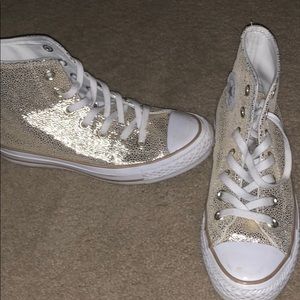 Gold converse high tops